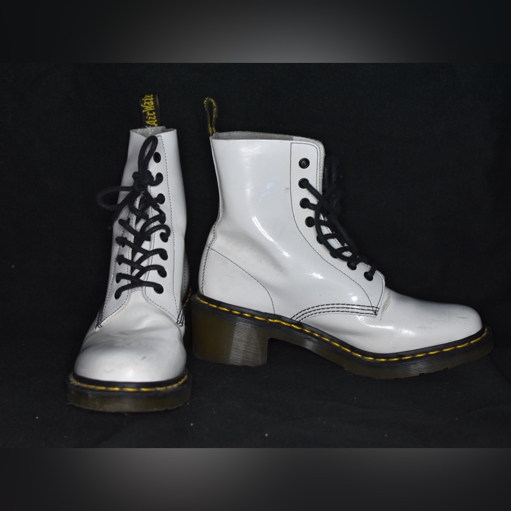 Dr. Martens white leather clemency boots